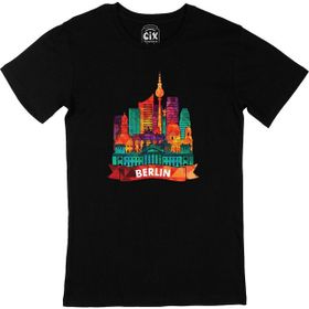 Cix Renkli Berlin İllüstrasyon Siyah Erkek T-shirt