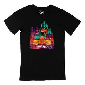 Cix Renkli Brüksel İllüstrasyon Baskılı Siyah Erkek T-shirt
