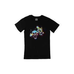 Cix Renkli Kuru Kafa Baskılı Siyah Erkek T-shirt