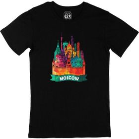 Cix Renkli Moskova İllüstrasyon Baskılı Siyah Erkek T-shirt