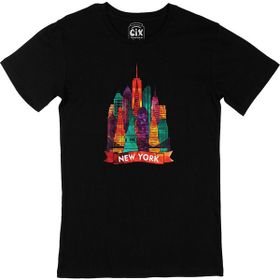 Cix Renkli New York İllüstrasyon Baskılı Siyah Erkek T-shirt