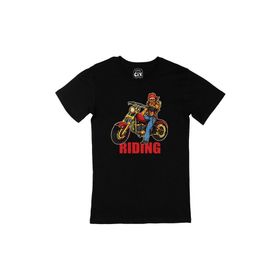 Cix Riding Motor Baskılı Siyah Erkek T-shirt