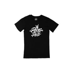 Cix Rock And Roll Hand Baskılı Siyah Erkek T-shirt