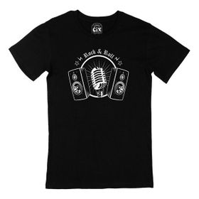 Cix Rock And Roll Müzik Baskılı Siyah Erkek T-shirt