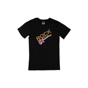 Cix Rock Radio Gitar Baskılı Siyah Erkek T-shirt