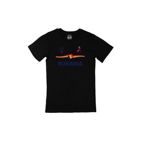 Cix Romanya Tokyo 2020 Olimpiyatları Baskılı Siyah Erkek T-shirt