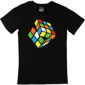 Cix Rubik Küp Tasarımlı Baskılı Siyah Erkek T-shirt