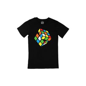 Cix Rubik Küp Tasarımlı Siyah Erkek T-shirt