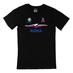 Cix Rusya Euro 2020 Baskılı Siyah Erkek T-shirt