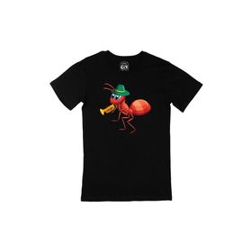 Cix Saksafon Çalan Karınca Baskılı Siyah Erkek T-shirt