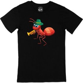 Cix Saksafon Çalan Karınca Baskılı Siyah Erkek T-shirt