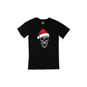 Cix Santa Skull Baskılı Siyah Erkek T-shirt