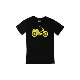 Cix Sarı Bisiklet Baskılı Siyah Erkek T-shirt