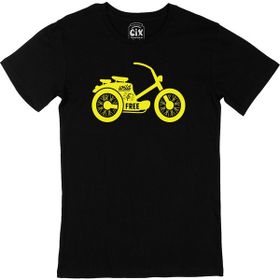 Cix Sarı Bisiklet Baskılı Siyah Erkek T-shirt