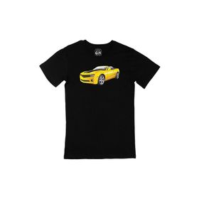 Cix Sarı Spor Araba Baskılı Siyah Erkek T-shirt