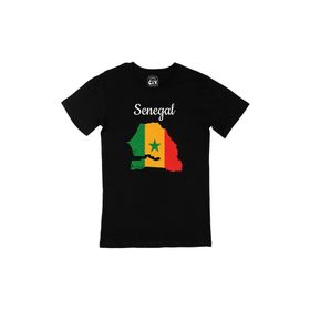 Cix Senegal Haritalı ve Bayraklı Baskılı Siyah Erkek T-shirt
