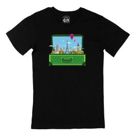Cix Seyahat Çantası Baskılı Siyah Erkek T-shirt