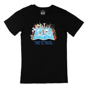 Cix Seyahat Haritası Baskılı Siyah Erkek T-shirt
