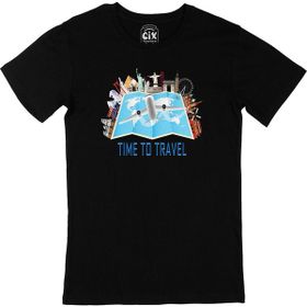 Cix Seyahat Haritası Baskılı Siyah Erkek T-shirt