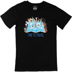 Cix Seyahat Haritası Baskılı Siyah Erkek T-shirt