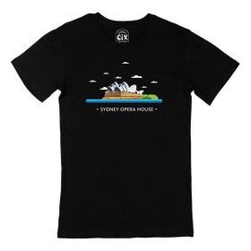 Cix Sidney Opera Binası Baskılı Siyah Erkek T-shirt