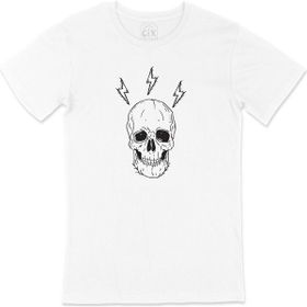 Cix Şimşekli Kuru Kafa Beyaz Siyah Erkek T-shirt