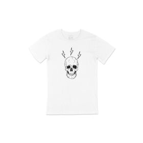 Cix Şimşekli Kuru Kafa Cep Logo Beyaz Erkek T-shirt