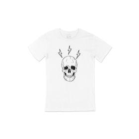 Cix Şimşekli Kuru Kafa Cep Logo Beyaz Erkek T-shirt
