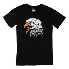 Cix Siyah Beyaz Kartal Siyah Erkek T-shirt