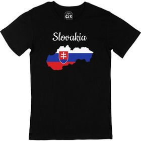 Cix Slovakya Haritalı ve Bayraklı Cep Logo Tasarımlı Siyah Erkek T-shirt