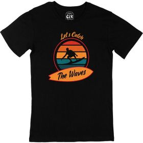 Cix Sörf Dalgalı Siyah Erkek T-shirt