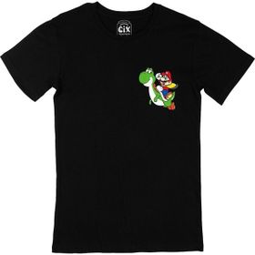 Cix Süper Mario Ejderha Cep Logo Tasarımlı Siyah T-shirt