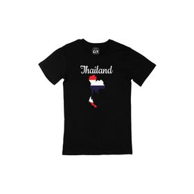 Cix Tayland Haritalı ve Bayraklı Siyah Erkek T-shirt