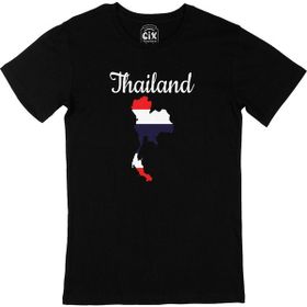 Cix Tayland Haritalı ve Bayraklı Siyah Erkek T-shirt