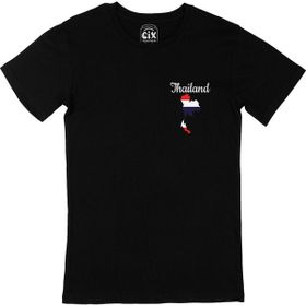 Cix Tayland Haritalı ve Bayraklı Siyah Erkek T-shirt