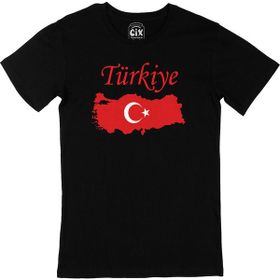 Cix Türkiye Haritalı ve Bayraklı Siyah Erkek T-shirt