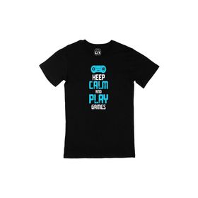 Cix Turkuaz Keep Calm Play Game Siyah Erkek T-shirt
