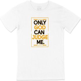 Cix Turuncu Only God Can Judge Me Yazılı Beyaz T-shirt