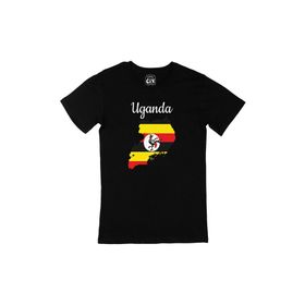 Cix Uganda Haritalı ve Bayraklı Siyah T-shirt