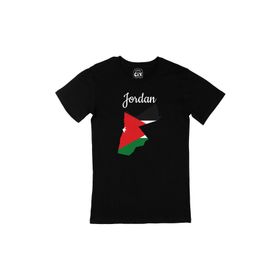 Cix Ürdün Haritalı ve Bayraklı Siyah T-shirt