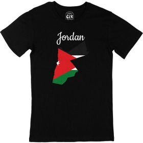 Cix Ürdün Haritalı ve Bayraklı Siyah T-shirt