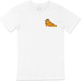 Cix Uykucu Garfield Cep Logo Tasarımlı Beyaz T-shirt