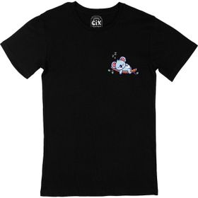 Cix Uyuyan Koala Siyah Cep Logo Tasarımlı Erkek T-shirt