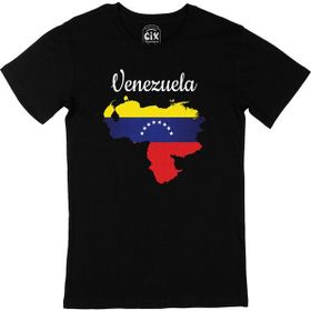 Cix Venezuela Haritalı ve Bayraklı Siyah T-shirt