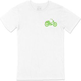 Cix Yeşil Bisiklet Cep Logo Tasarımlı Beyaz Erkek T-shirt