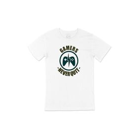 Cix Yeşil Gamers Never Quit Beyaz Erkek T-shirt