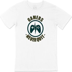 Cix Yeşil Gamers Never Quit Beyaz Erkek T-shirt