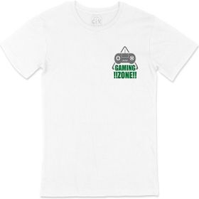 Cix Yeşil Gaming Zone Cep Logo Tasarımlı Beyaz Erkek T-shirt