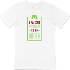 Cix Yeşil I Paused My Game Beyaz T-shirt