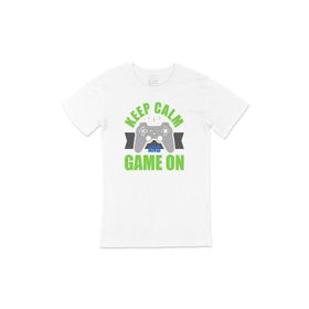 Cix Yeşil Keep Calm Game On Beyaz T-shirt